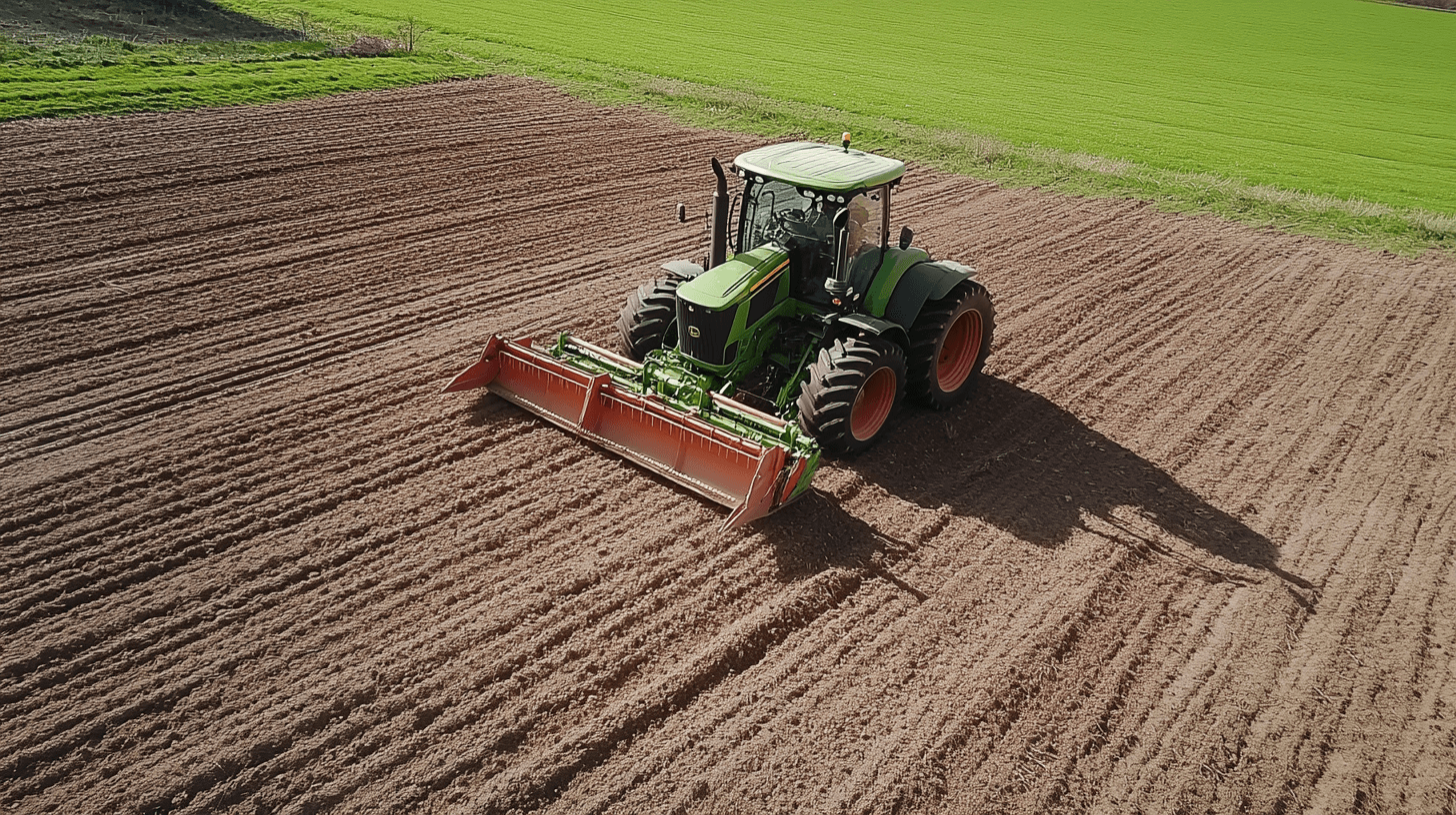 Farmer in field with industrial facilities