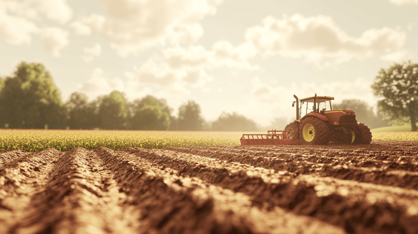 Farmer in field with data visualization